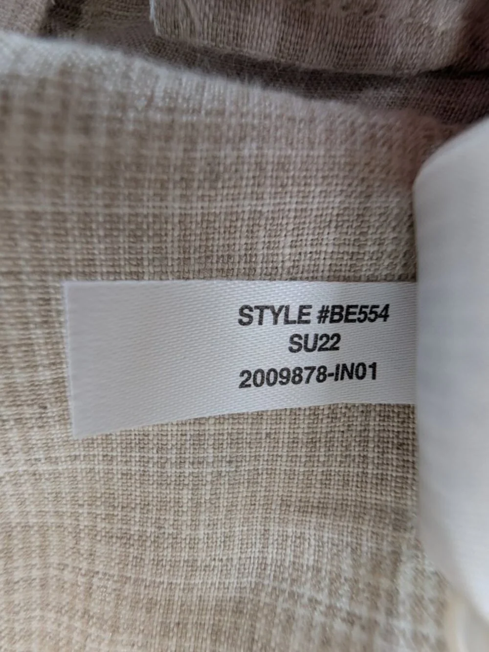 J Crew Irish Linen Shirt Mens Size XL Beige Classic Baird McNutt Plaid Pocket